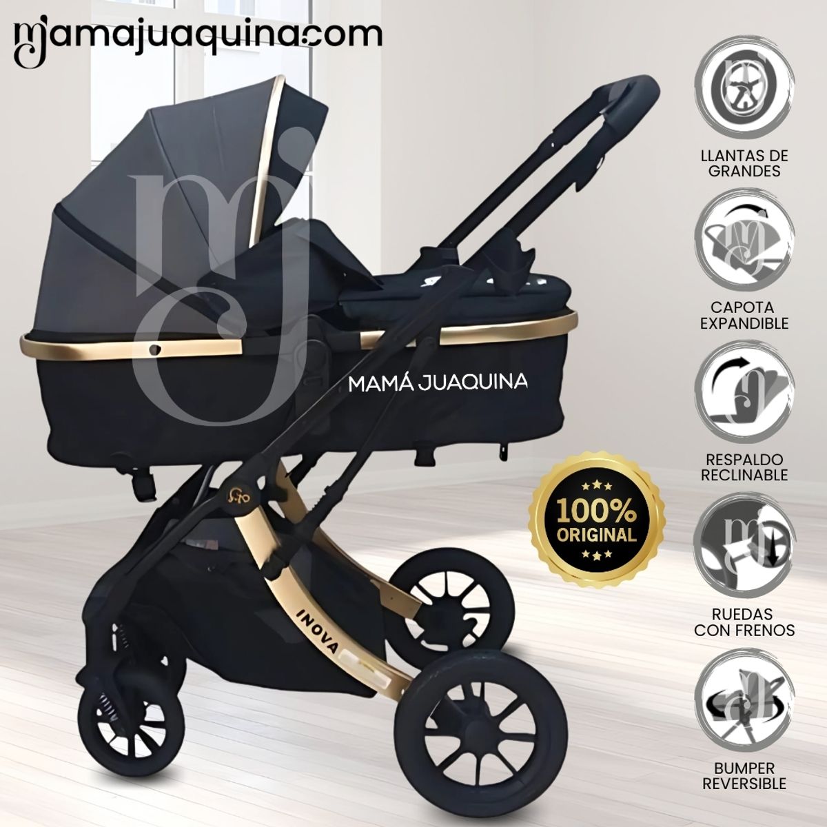 BABY - Coche Moisés Travel System «INOVA PLUS» de Lujo Gray