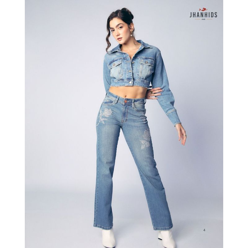 JHAN HIDS - Straight Pant Denim Dalia Rosas