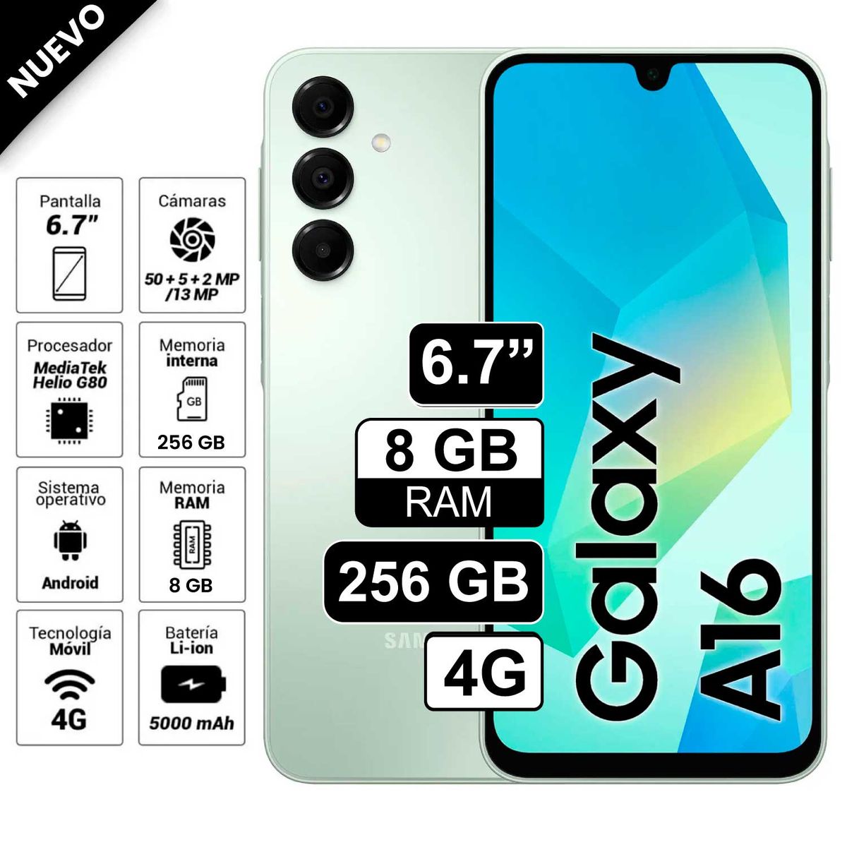 SAMSUNG - Celular Samsung Galaxy A16 4G 8GB+256GB Verde