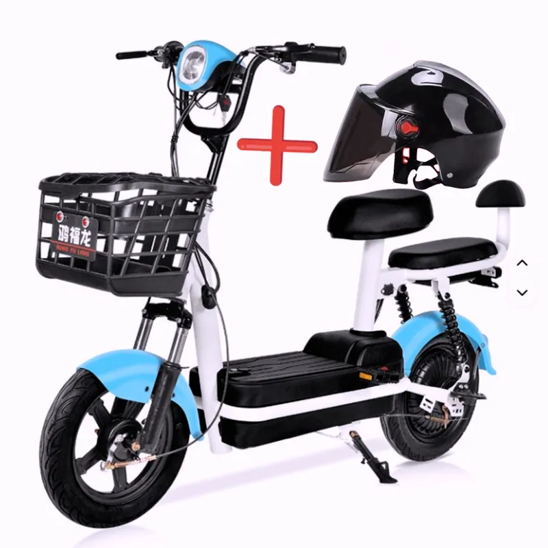 GENERICO - BICIMOTO DE BATERIA LITIO EXTRAIBLE 48V12AH MOTOR 500W CELESTE CON BLANCO