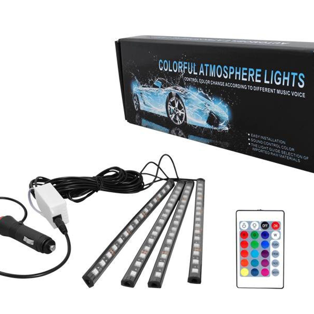 JET - Luz Interior Rítmica Multicolor 4 Tiras 22.5 cm con Control