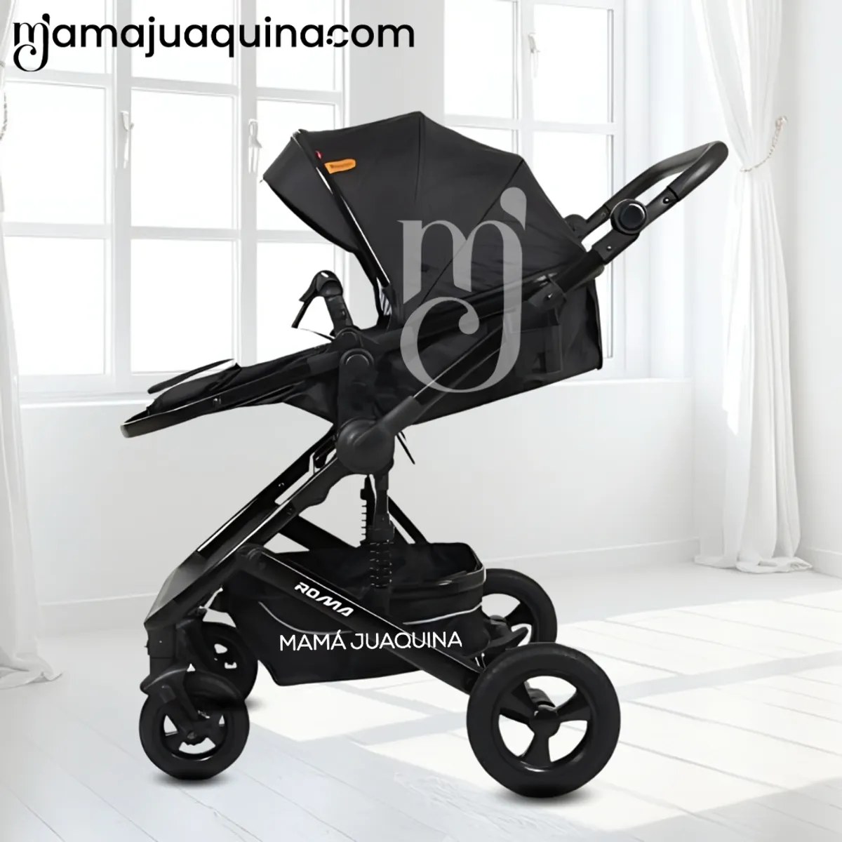 BABY - Coche Moisés Travel System «ROMA NEW» de Lujo Black