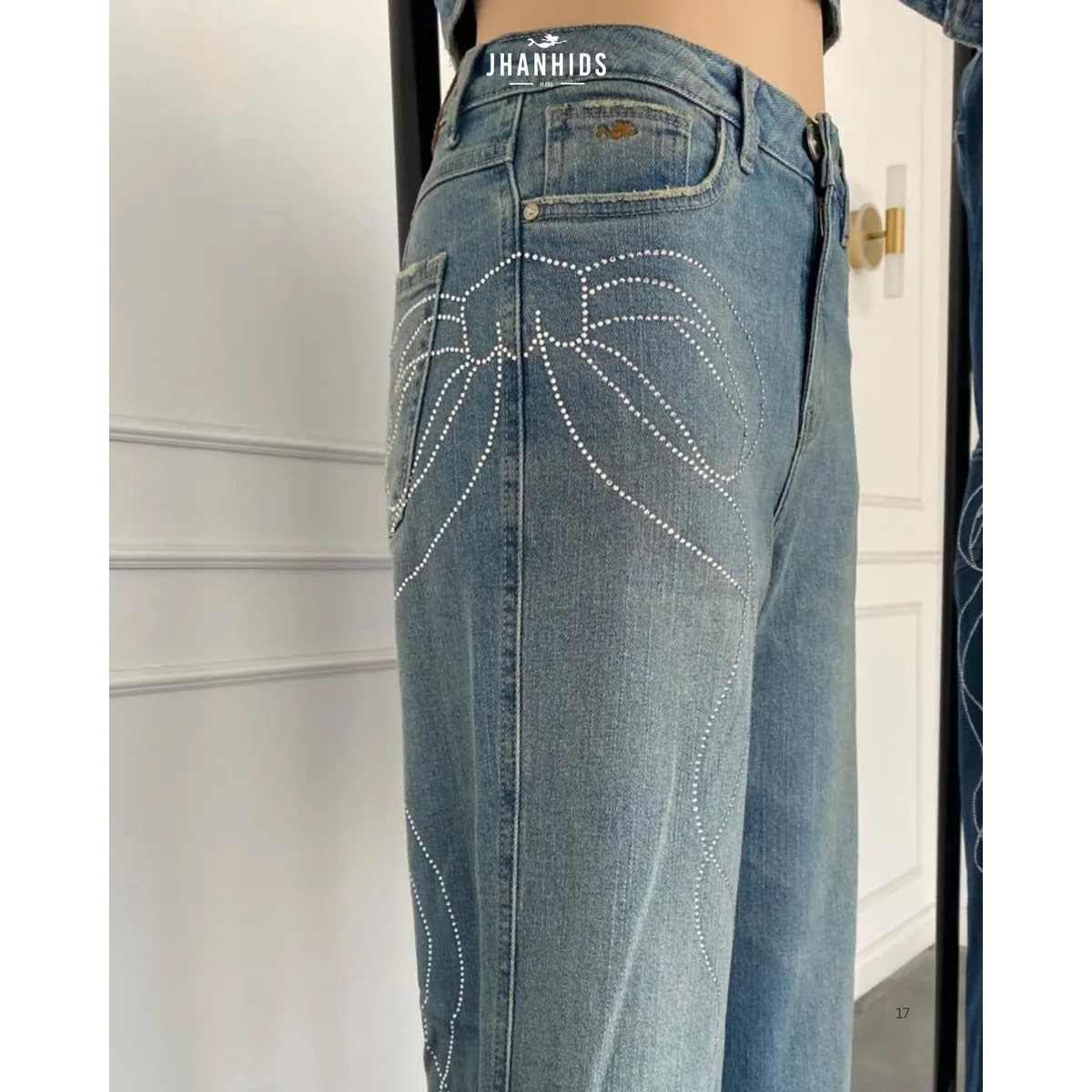 JHAN HIDS - Palazo Denim con Brillos Zhamara Lazos