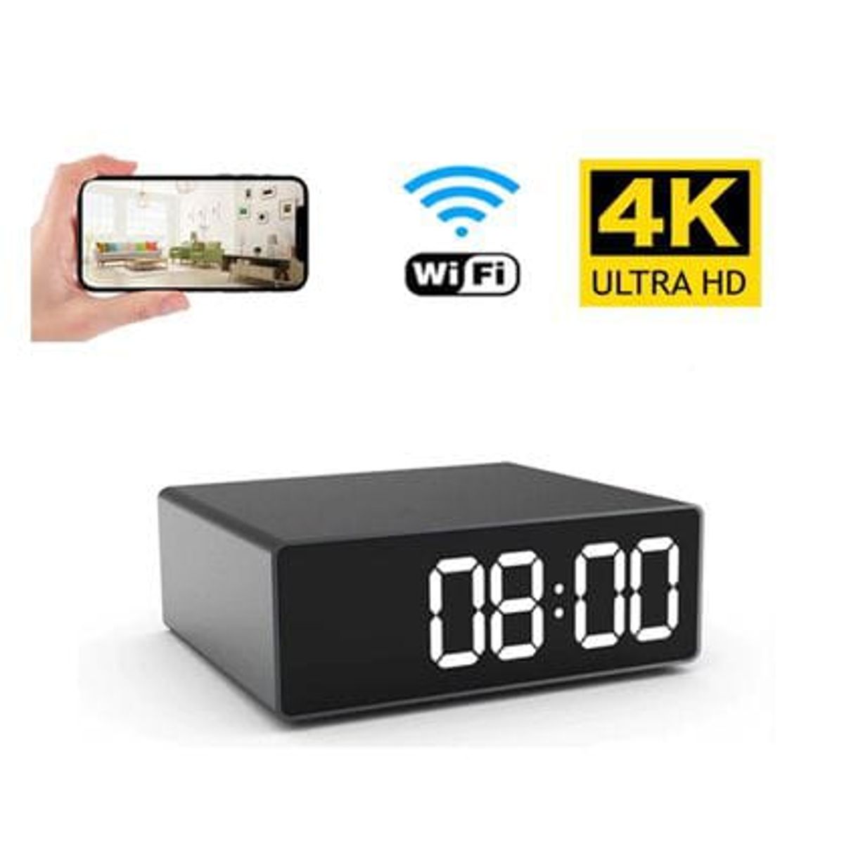 OEM - Reloj de Escritorio Espía Nocturna 4K