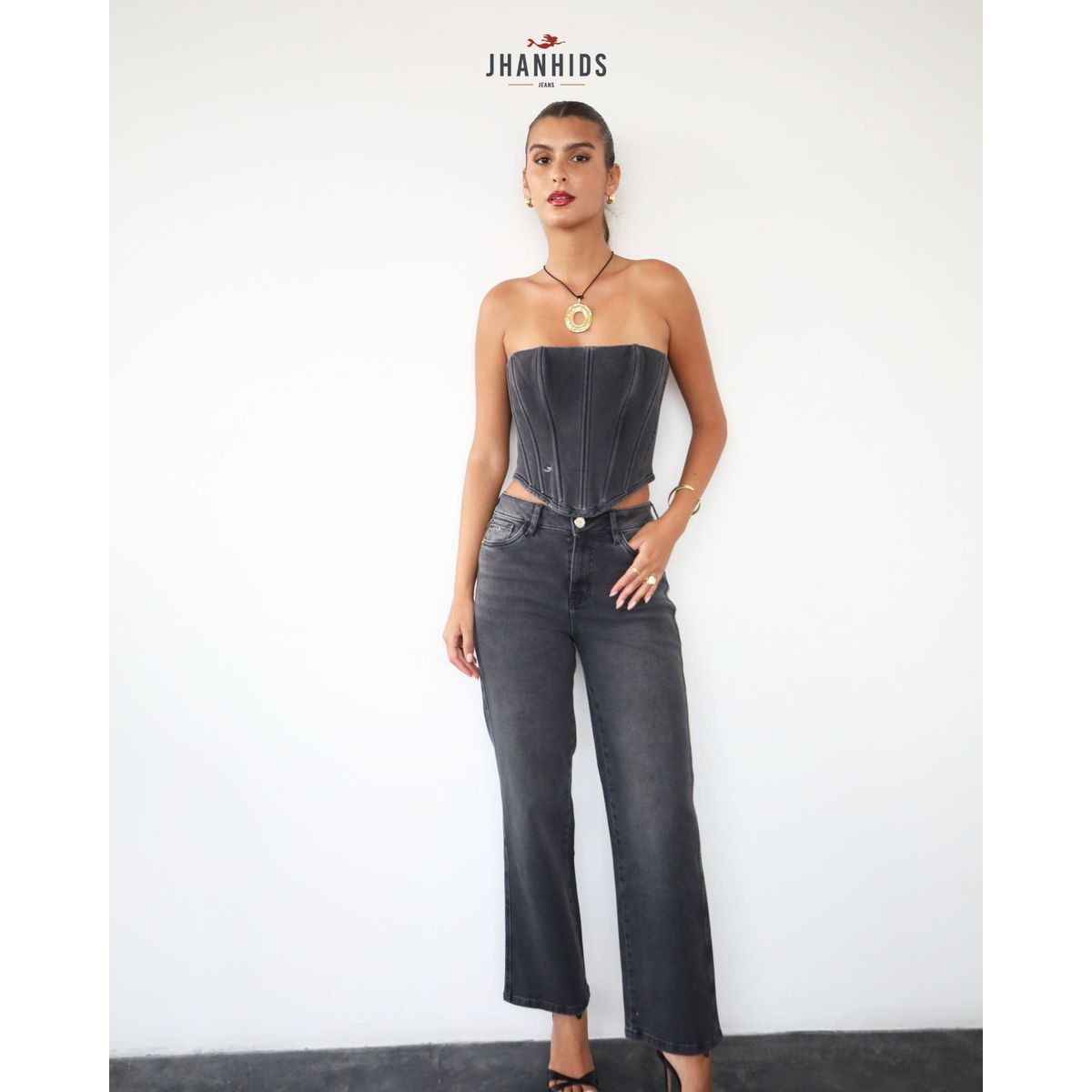 JHAN HIDS - Straight Pant Denim Colores Oscuros Dalia