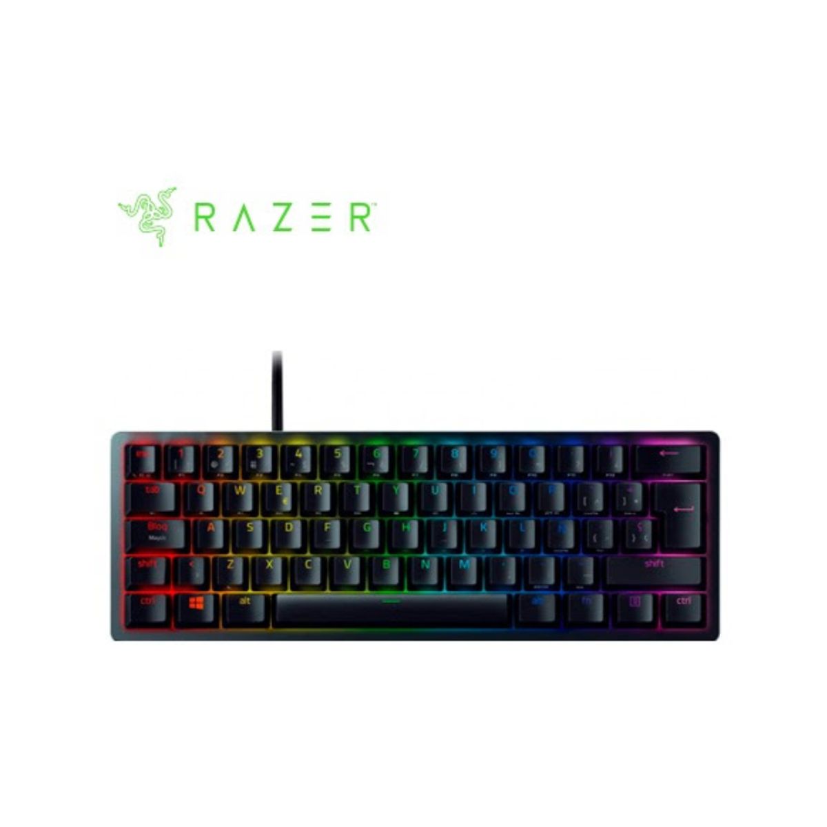 RAZER - TECLADO RAZER HUNTSMAN MINI OPTO MECHANICAL USB-C SWITCH PURPLE NEGRO
