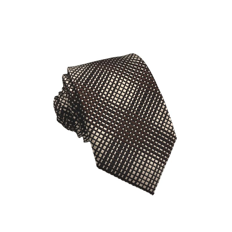 CHRISTIAN ARMAND - Corbata marrón & beige estilo microcuadros Christian Armand