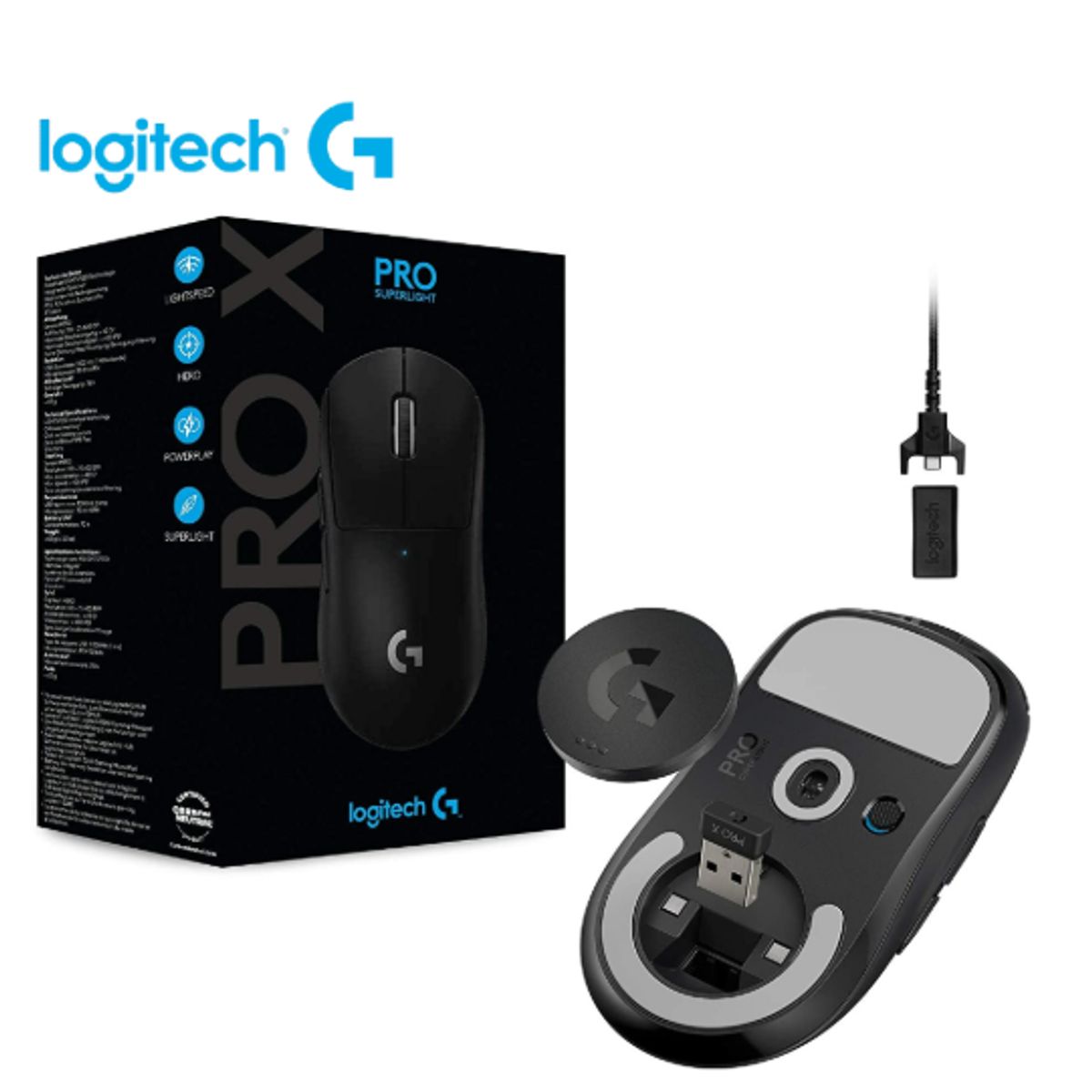 LOGITECH - Mouse Gamer G PRO X SUPERLIGHT LIGHTSPEED HERO 25K Black LOGITECH