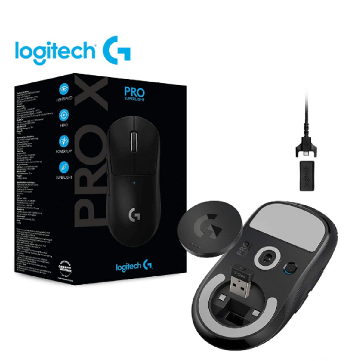 LOGITECH - Mouse Gamer G PRO X SUPERLIGHT LIGHTSPEED HERO 25K Black LOGITECH