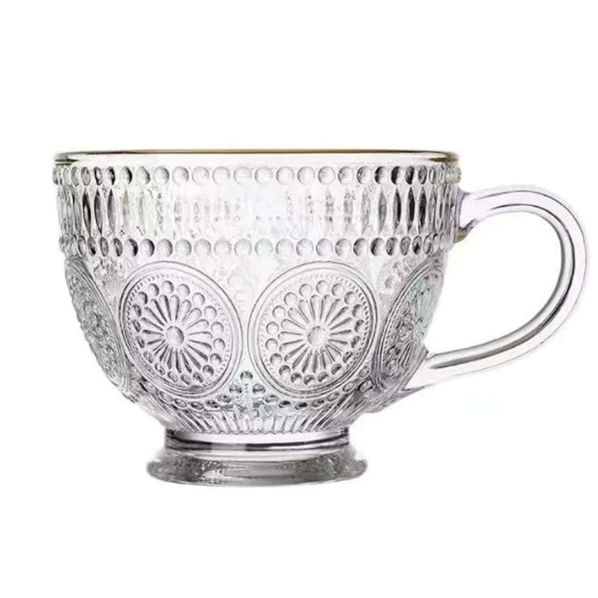 GENERICO - 64 tazas grandes de vidrio labrado Caja al por mayor