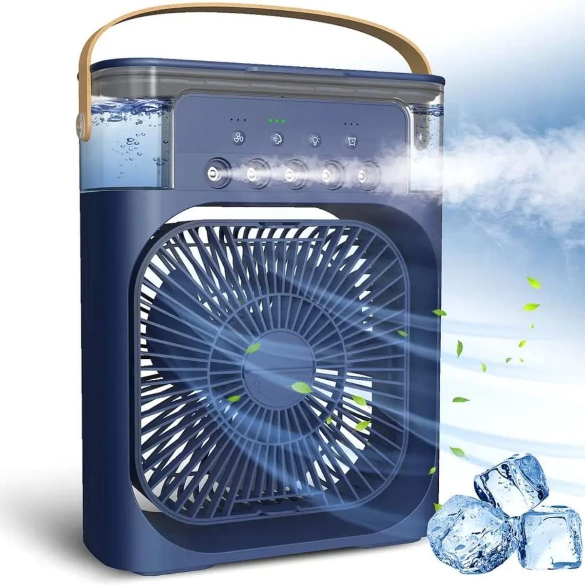 PREMIUM - Ventilador y Aire Acondicionado Portátil Humidificador 4 en 1 Azul
