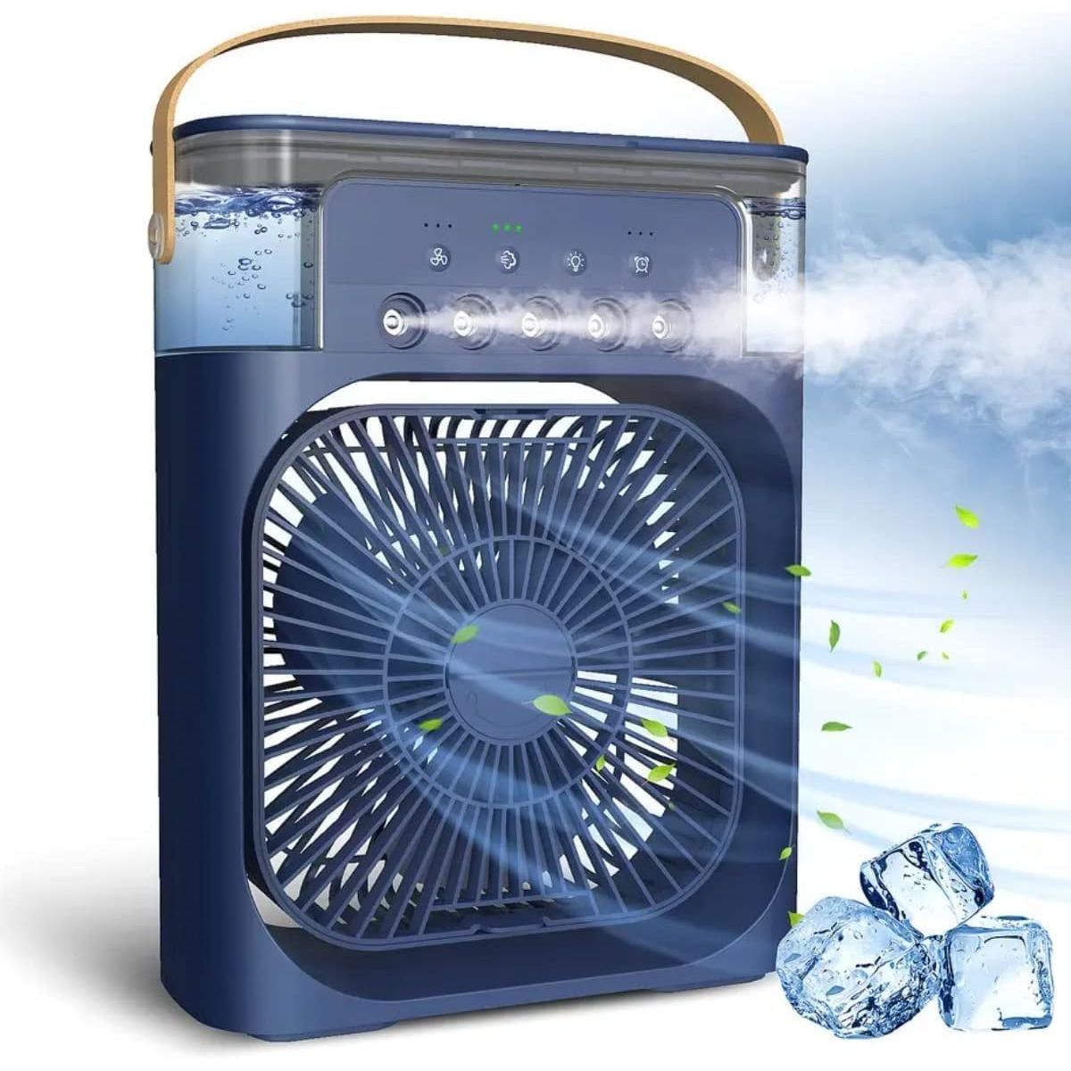 PREMIUM - Ventilador y Aire Acondicionado Portátil Humidificador 4 en 1 Azul