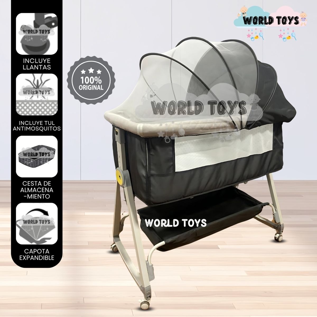 BABY - Cuna Colecho con Capota «CUTE» Edición Limitada Black