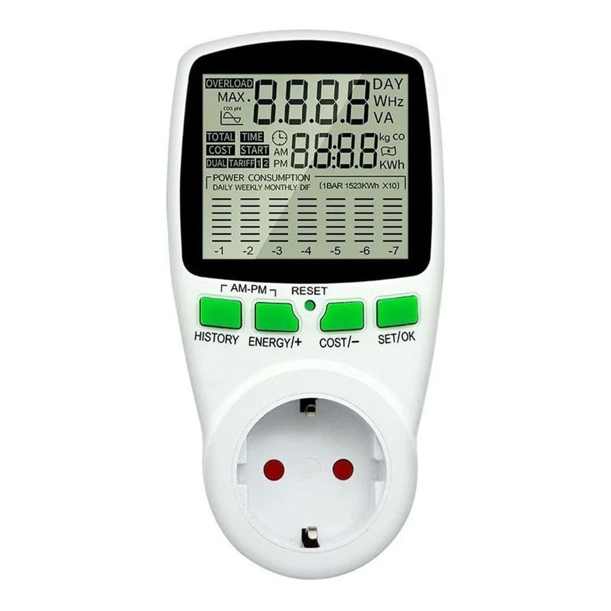 GENERICO - Medidor De Consumo Watts Voltaje Watimetro Medidor de energía 3680W 16A