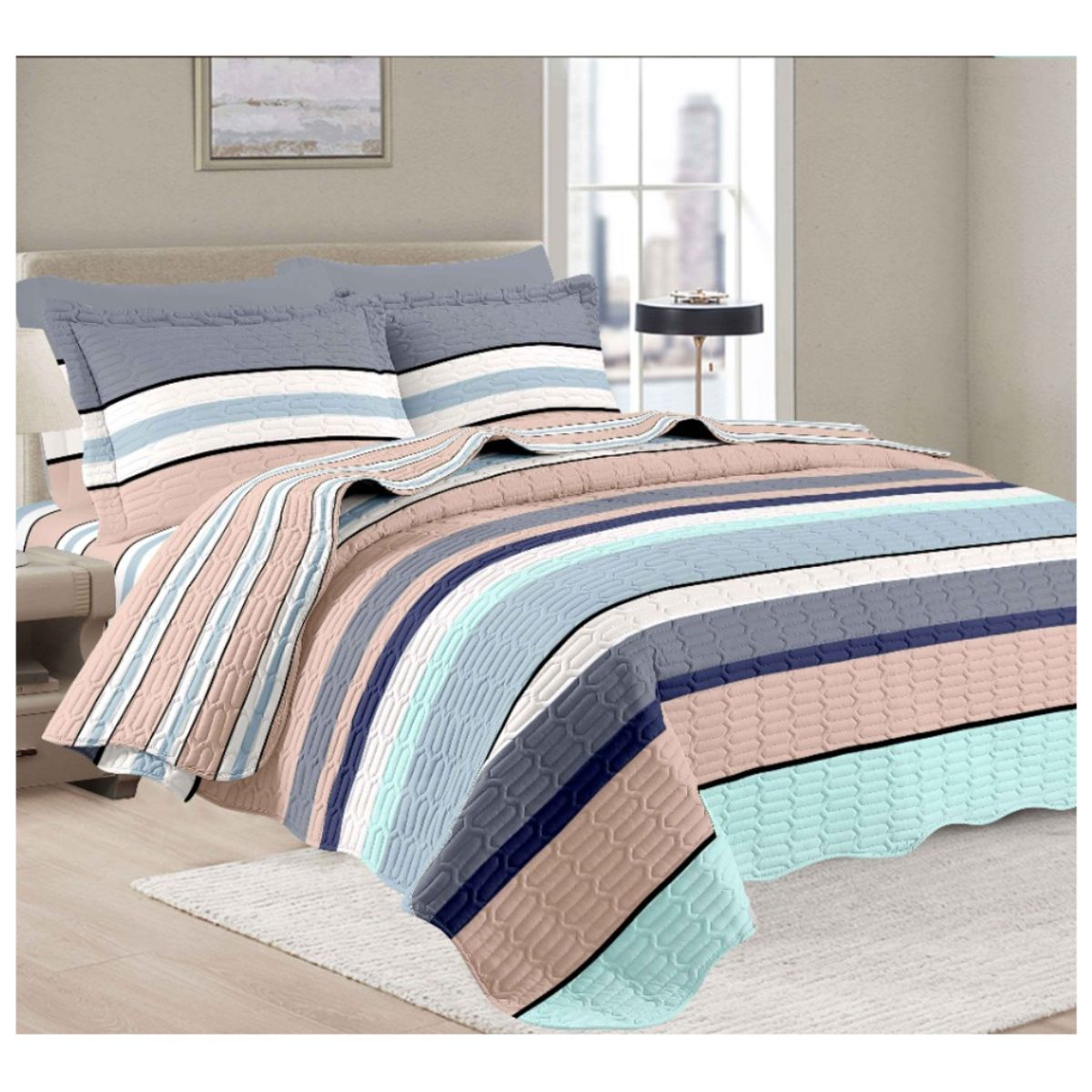 GOLDSUN - CUBRECAMA GOLDSUN 7 PIEZAS DE 2 PLAZAS