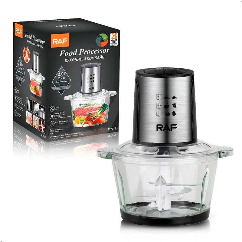 RAFF - Procesador De Alimentos Raf R7018 De 2L 800w Vaso De Vidrio