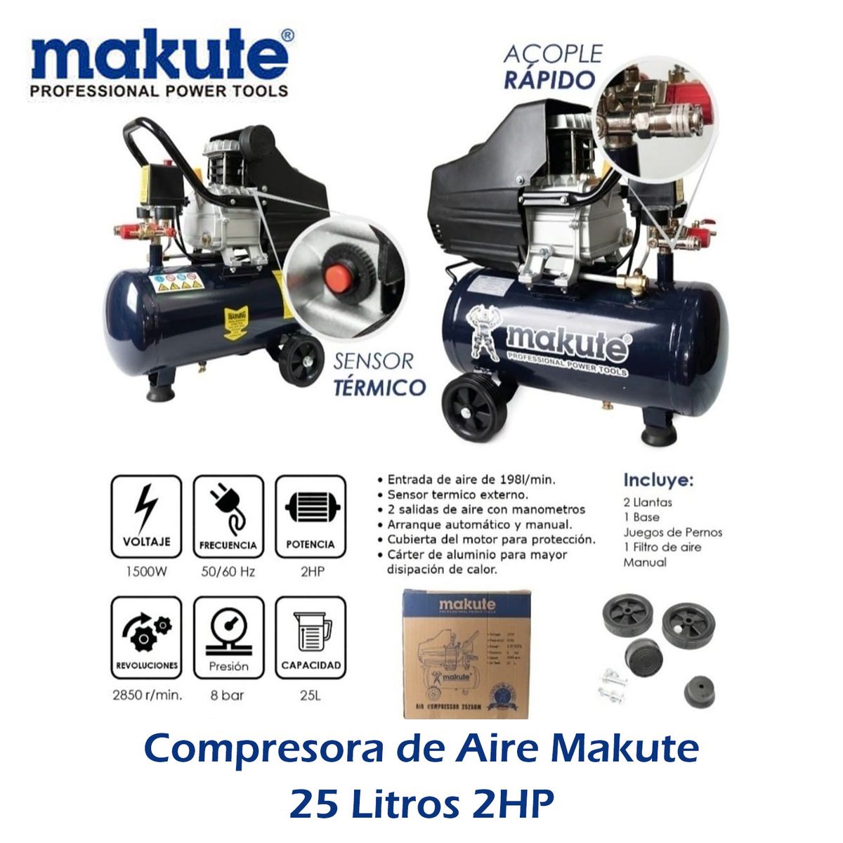 MAKUTE - Compresora de Aire Makute 25 Litros 2HP