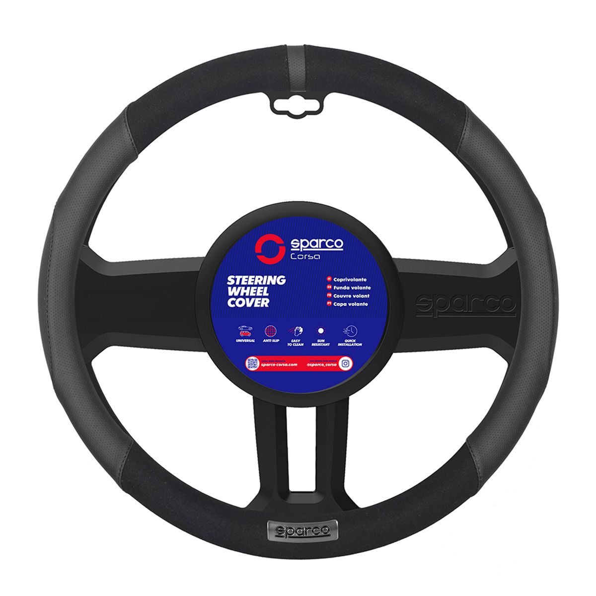 SPARCO - Funda Forro de Timón Ergonómico Microfibra Sparco Sps103bk