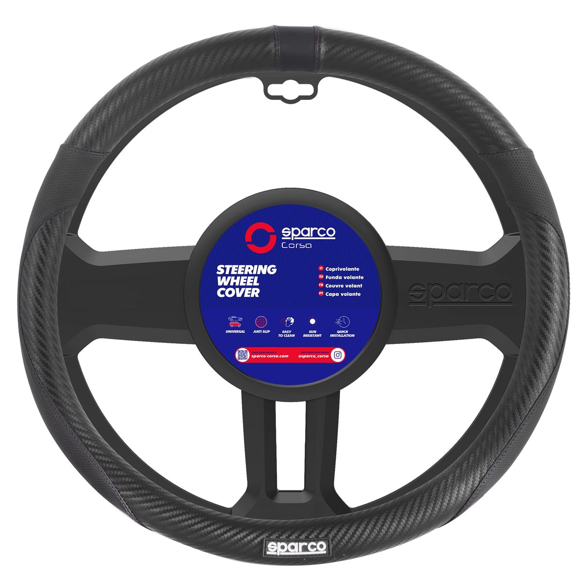 SPARCO - Forro de Timón Ergonómico Fibra de Carbono Sparco