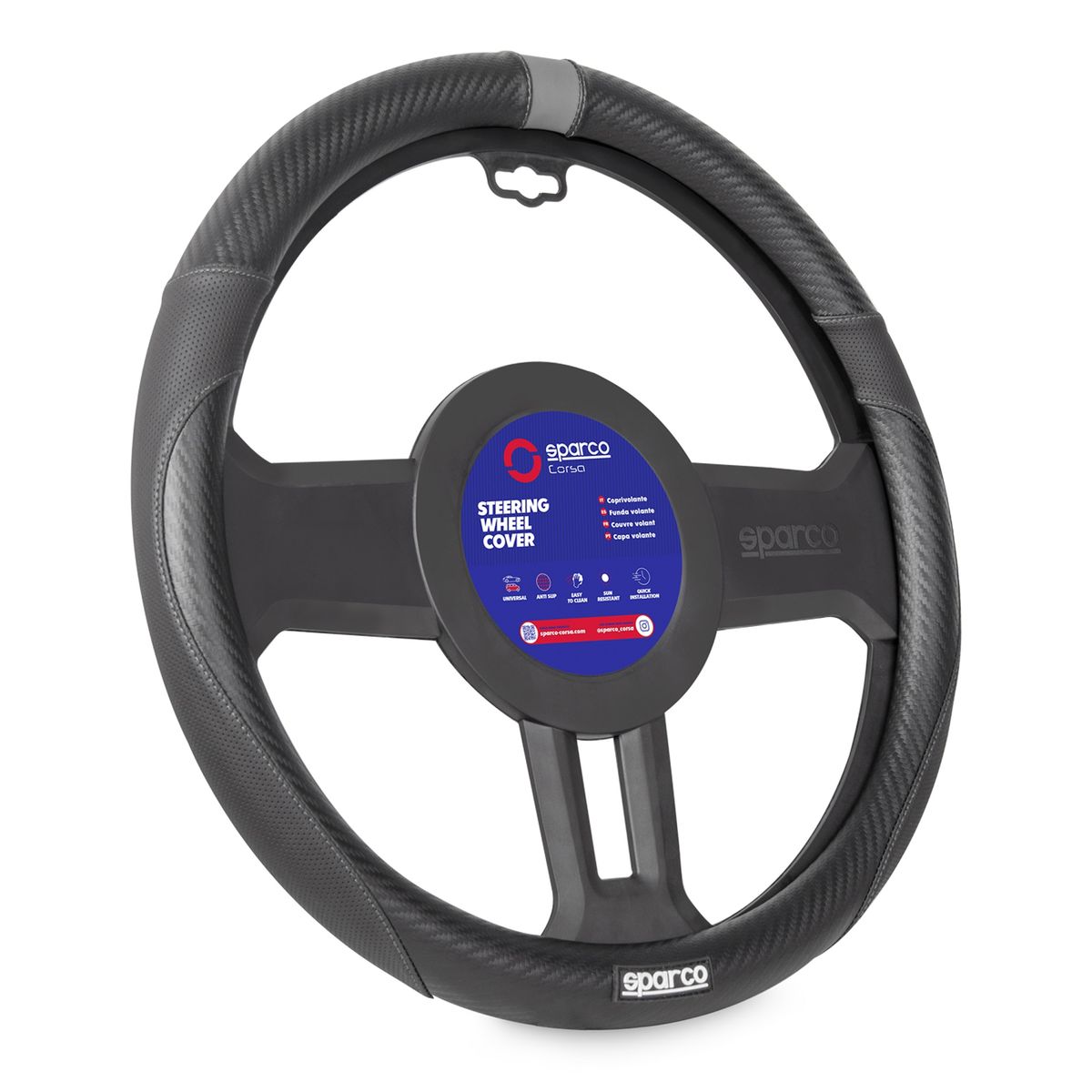 SPARCO - Forro de Timón Ergonómico Fibra de Carbono Sparco