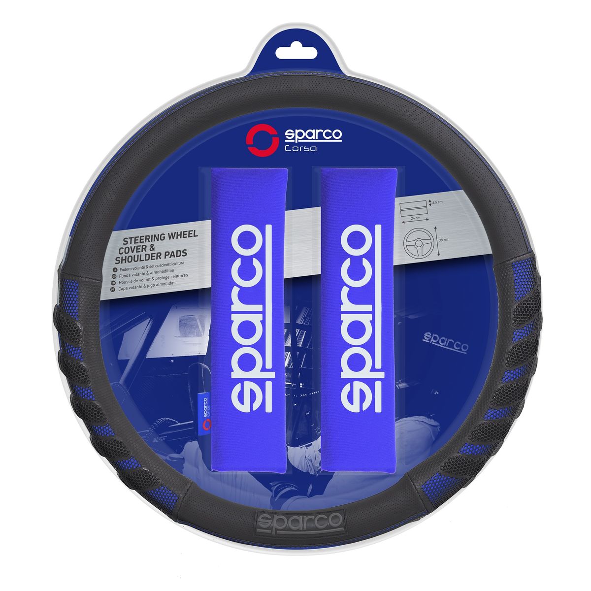 SPARCO - Funda De Volante Sparco Premium Blister Azul 37 38CM