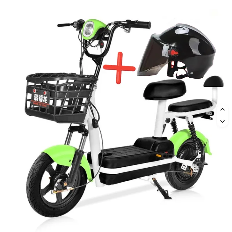 GENERICO - BICIMOTO DE BATERIA LITIO EXTRAIBLE 48V12AH MOTOR 500W VERDE CON BLANCO