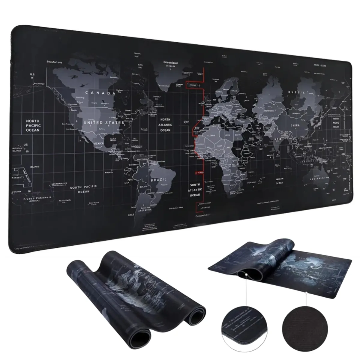 GENERICO - Mouse Pad Gamer medida 80x30cm XL Diseño Mapa Computador Mapa Negro