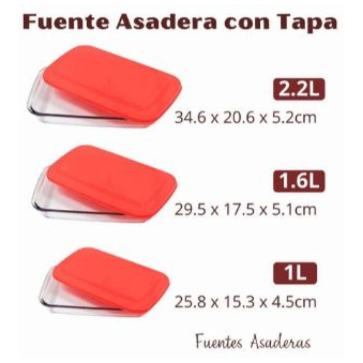 GENERICO - Fuente Bandeja de Vidrio Templado con Tapa 6 Piezas