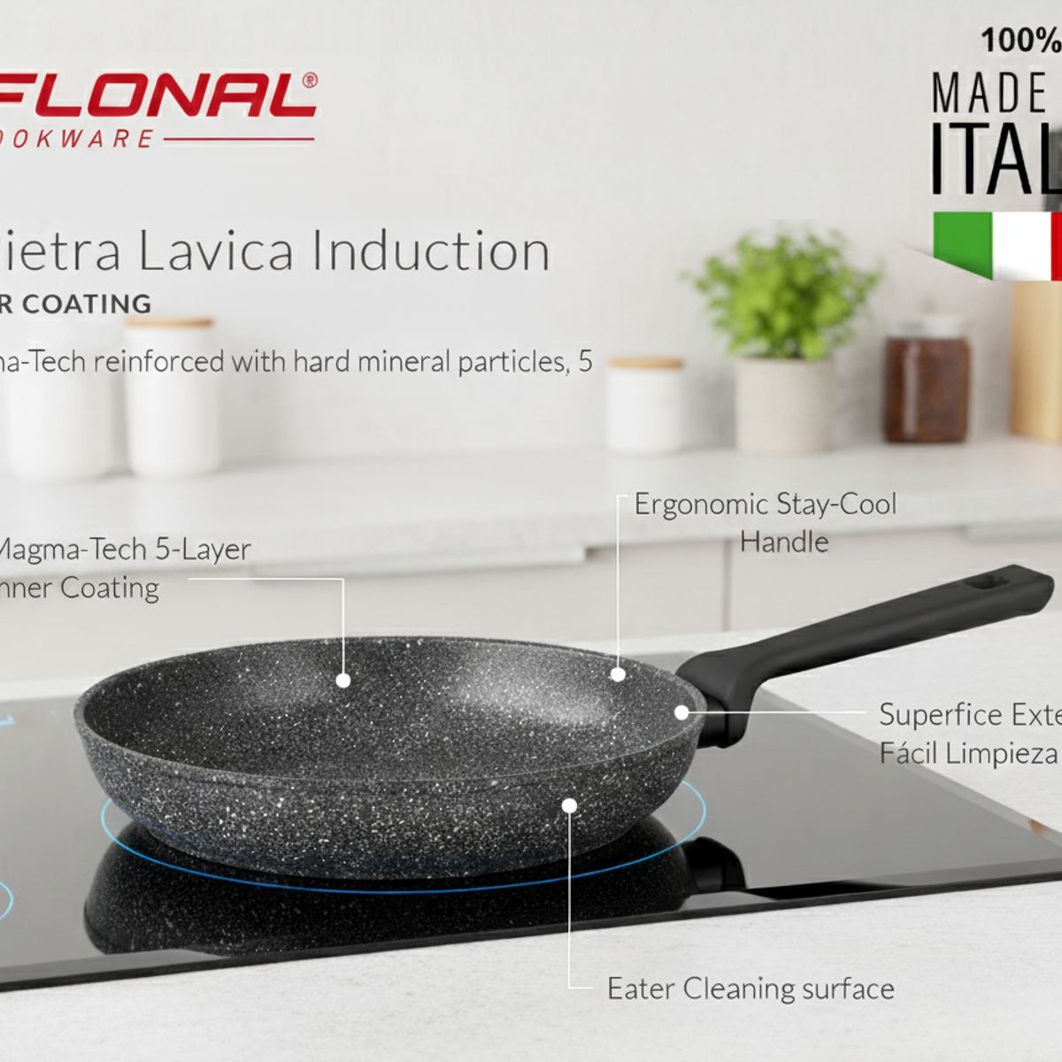 LA ITALIANA - SARTEN ITALIANA MODELO ROCA VOLCANICA - INDUCCION