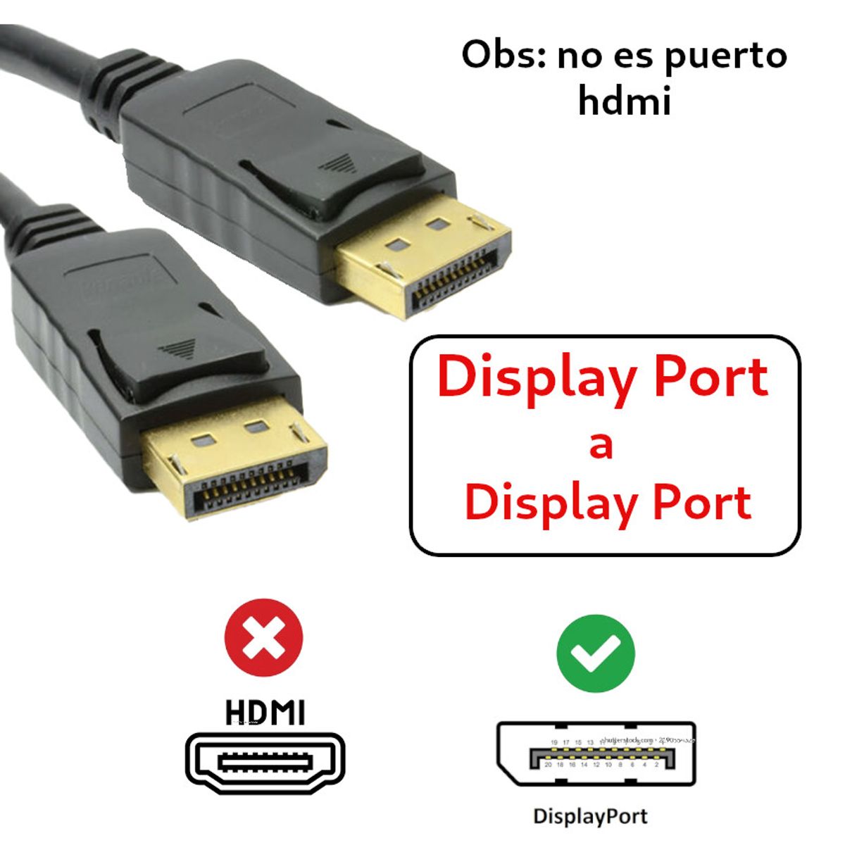 GENERICO - Cable Display Port a Display Port macho 18mt p Pc Monitor Proyector