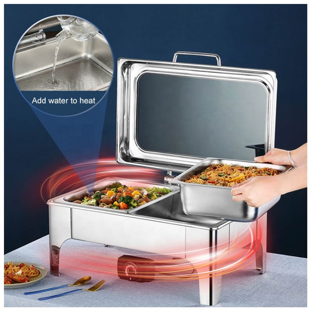 ICHIMATSU - Samovar Rectangular Eléctrico Dos División Tapa Ventana  9 L