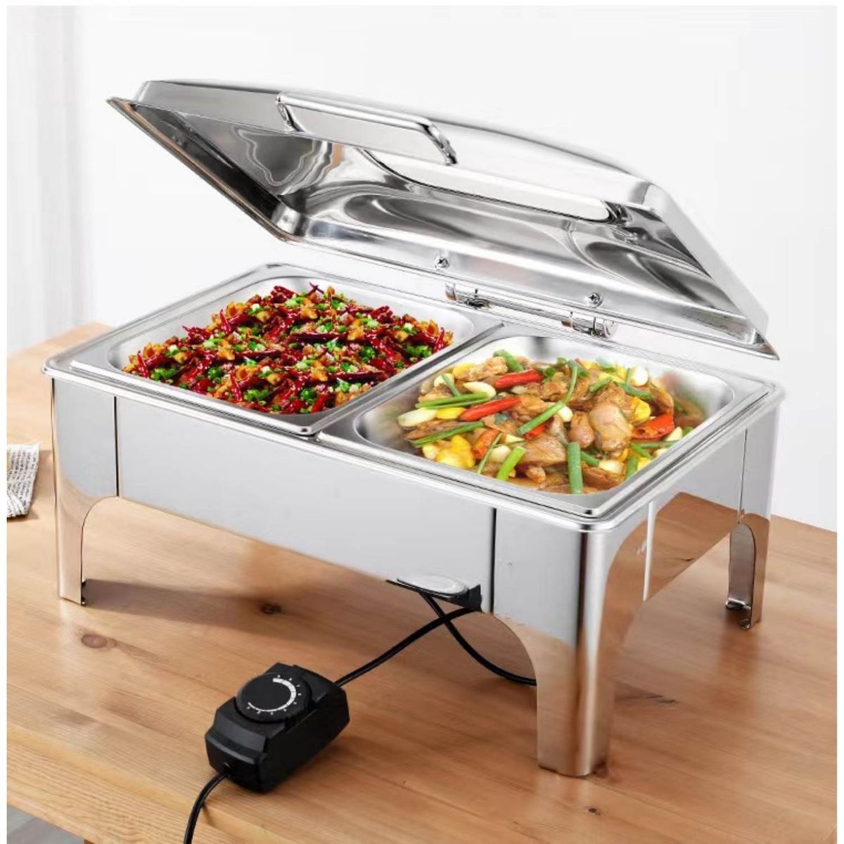 ICHIMATSU - Samovar Rectangular Eléctrico Dos División Tapa Ventana  9 L