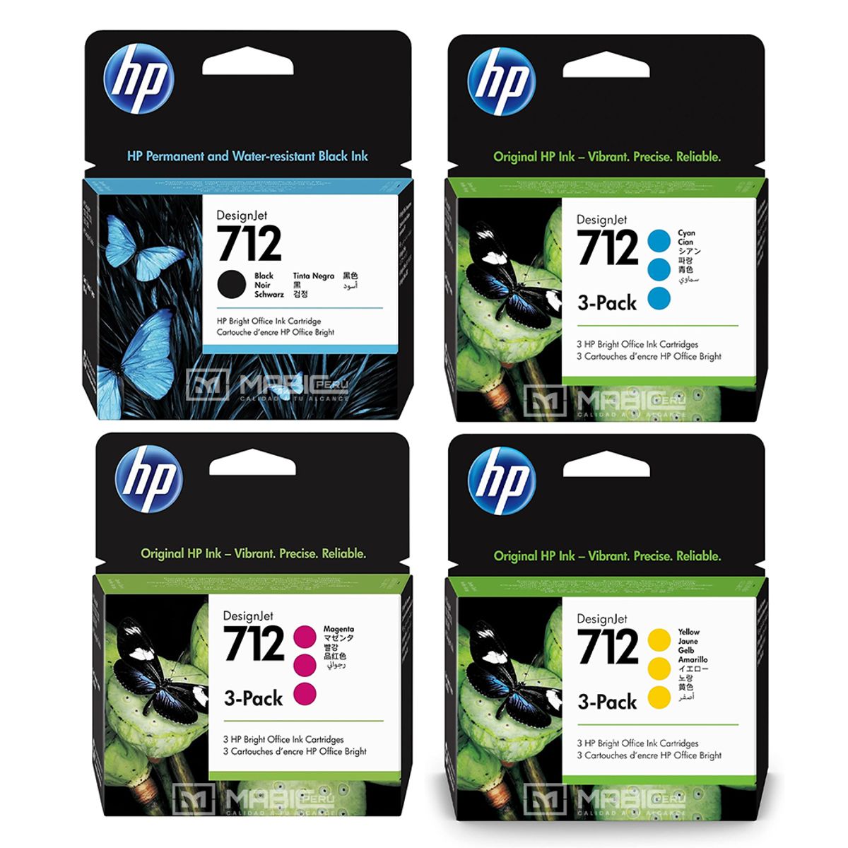HP - Kit Tinta HP 712 3Pack DesignJet T210, T250, T650 Original