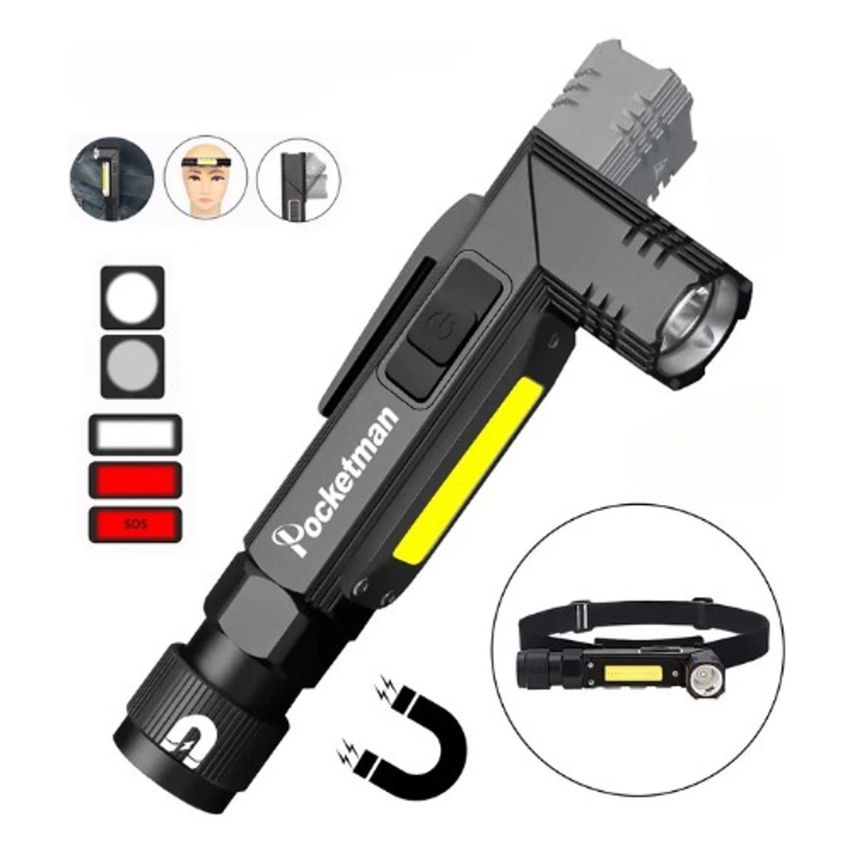 GENERICO - Linterna De Trabajo Recargable Usb Con Base Magnética Zsq-z1