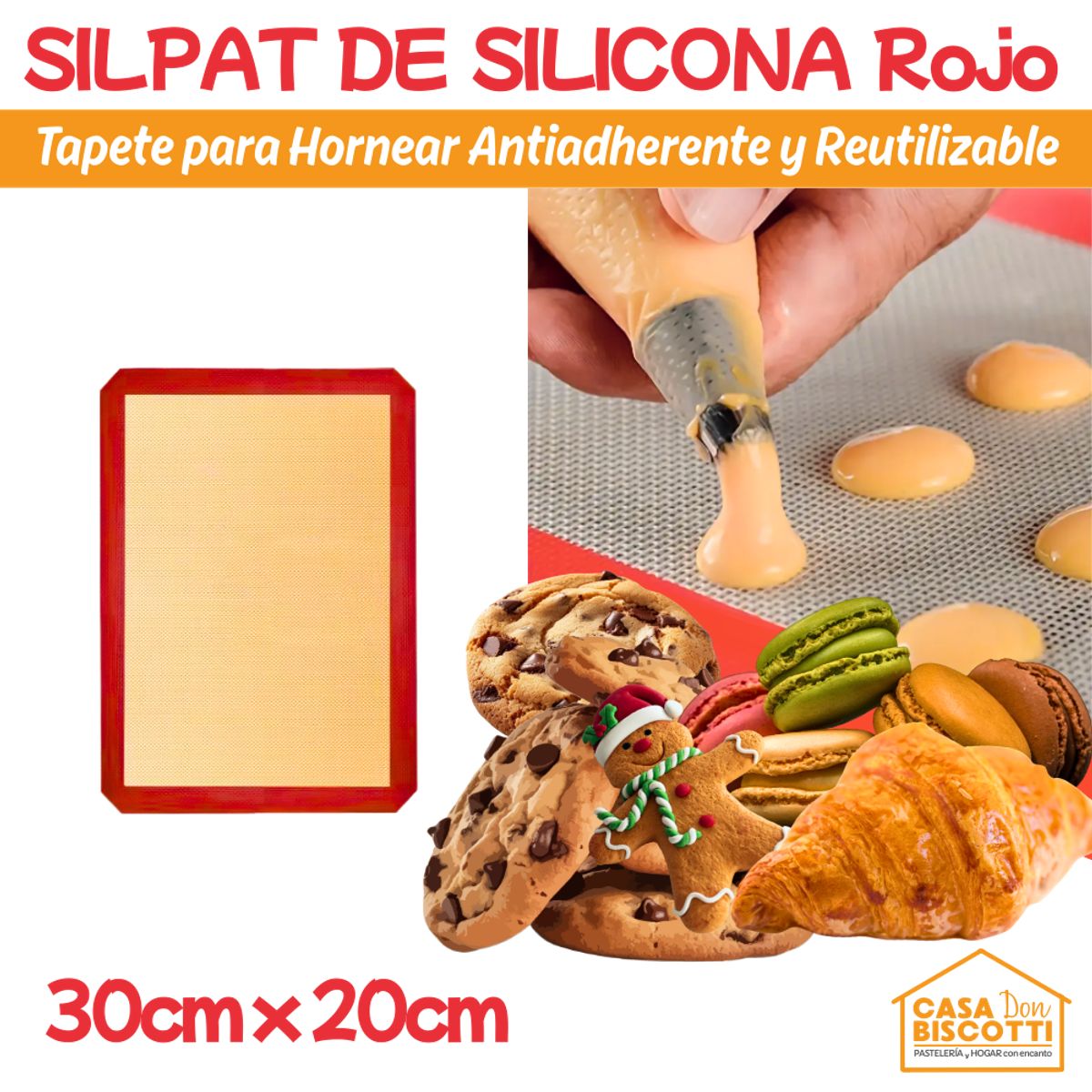 GENERICO - Silpat Profesional 30x20cm - Tapete Silicona Antiadherente Pequeño