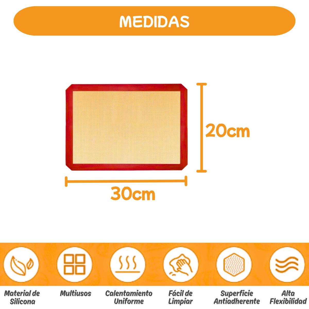 GENERICO - Silpat Profesional 30x20cm - Tapete Silicona Antiadherente Pequeño