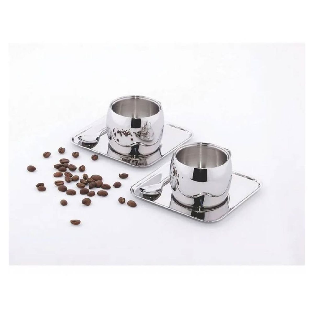 TRAMONTINA - Juego de tazas TRAMONTINA para te o cappuccino 6 pz ace. inox.