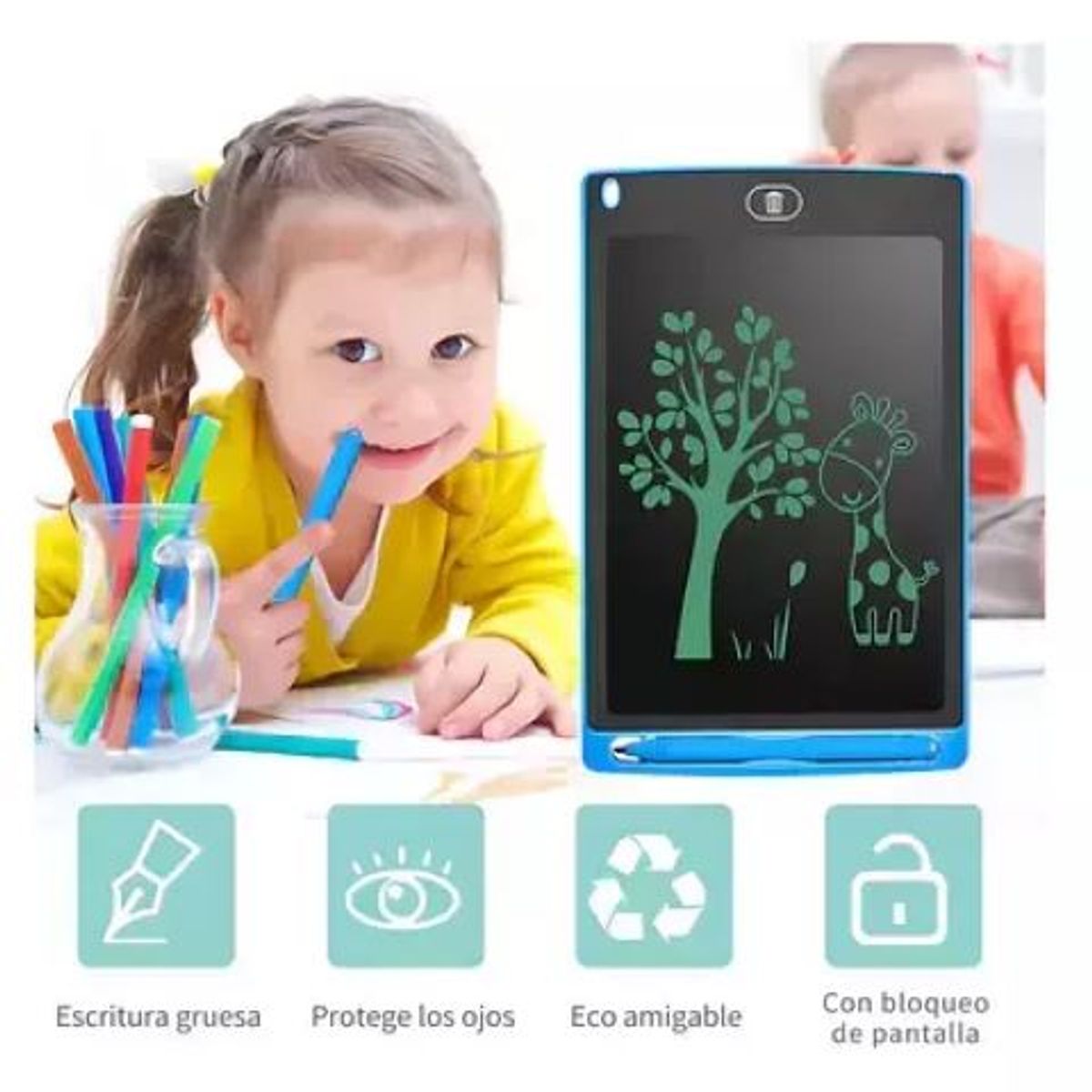 GENERICO - TABLET ELECTRÓNICA PIZARRA LCD 8.5 DIBUJA, ESCRIBE Y APRENDE