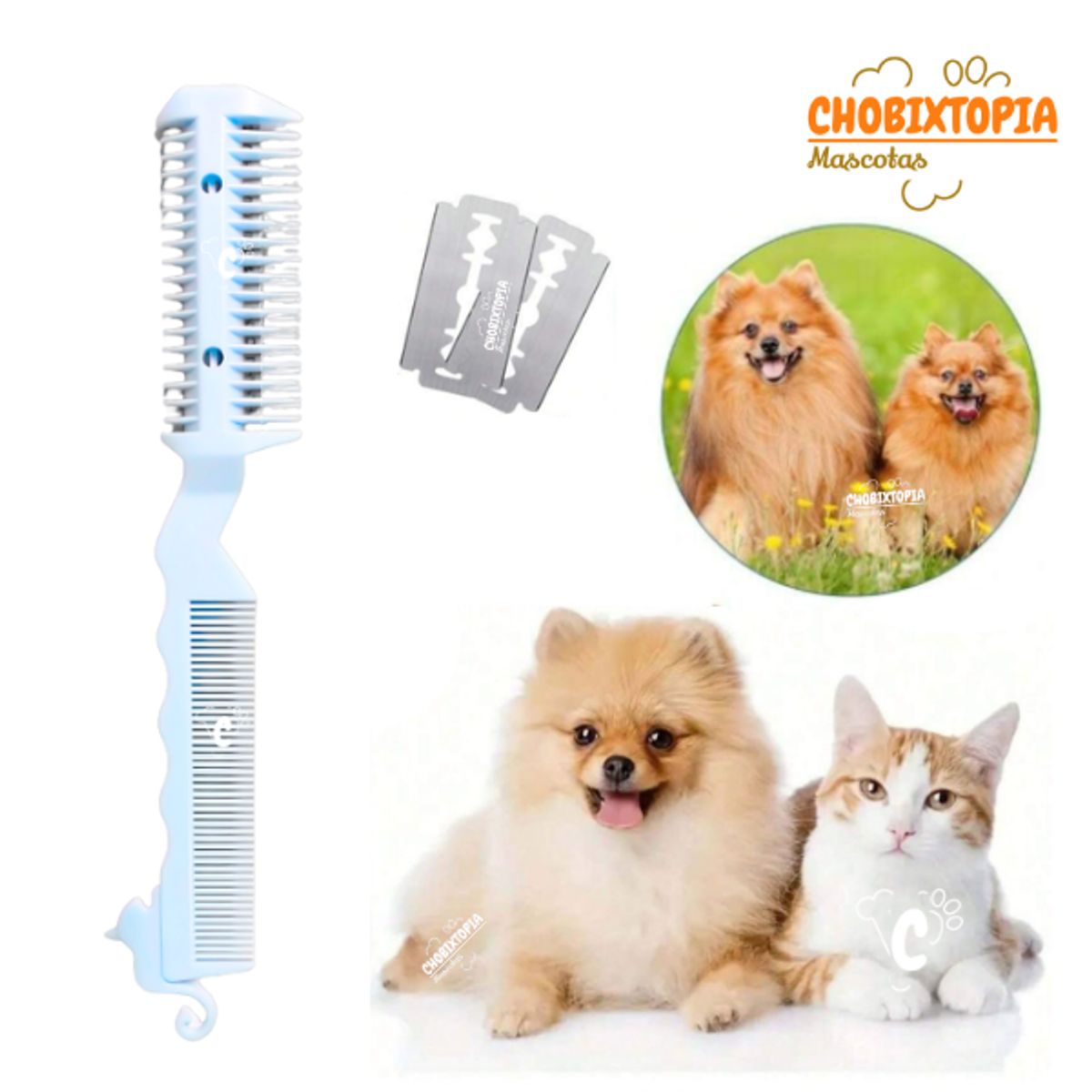 GENERICO - PEINE RASURADOR PLASTICO P-PERROS Y GATOS CELESTE BEBE