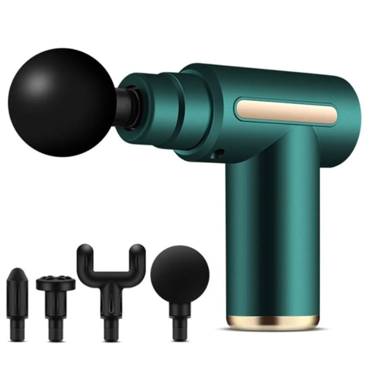 GENERICO - Pistola Masajeador Led Corporal y Fascial Con 4 Cabezas - Verde