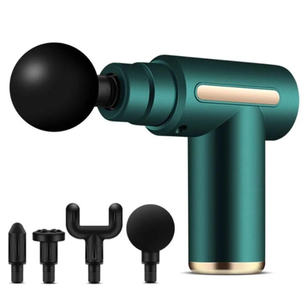 GENERICO - Pistola Masajeador Led Corporal y Fascial Con 4 Cabezas - Verde