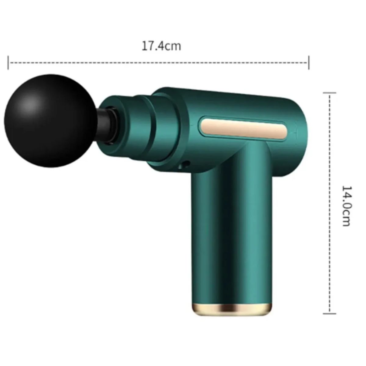 GENERICO - Pistola Masajeador Led Corporal y Fascial Con 4 Cabezas - Verde