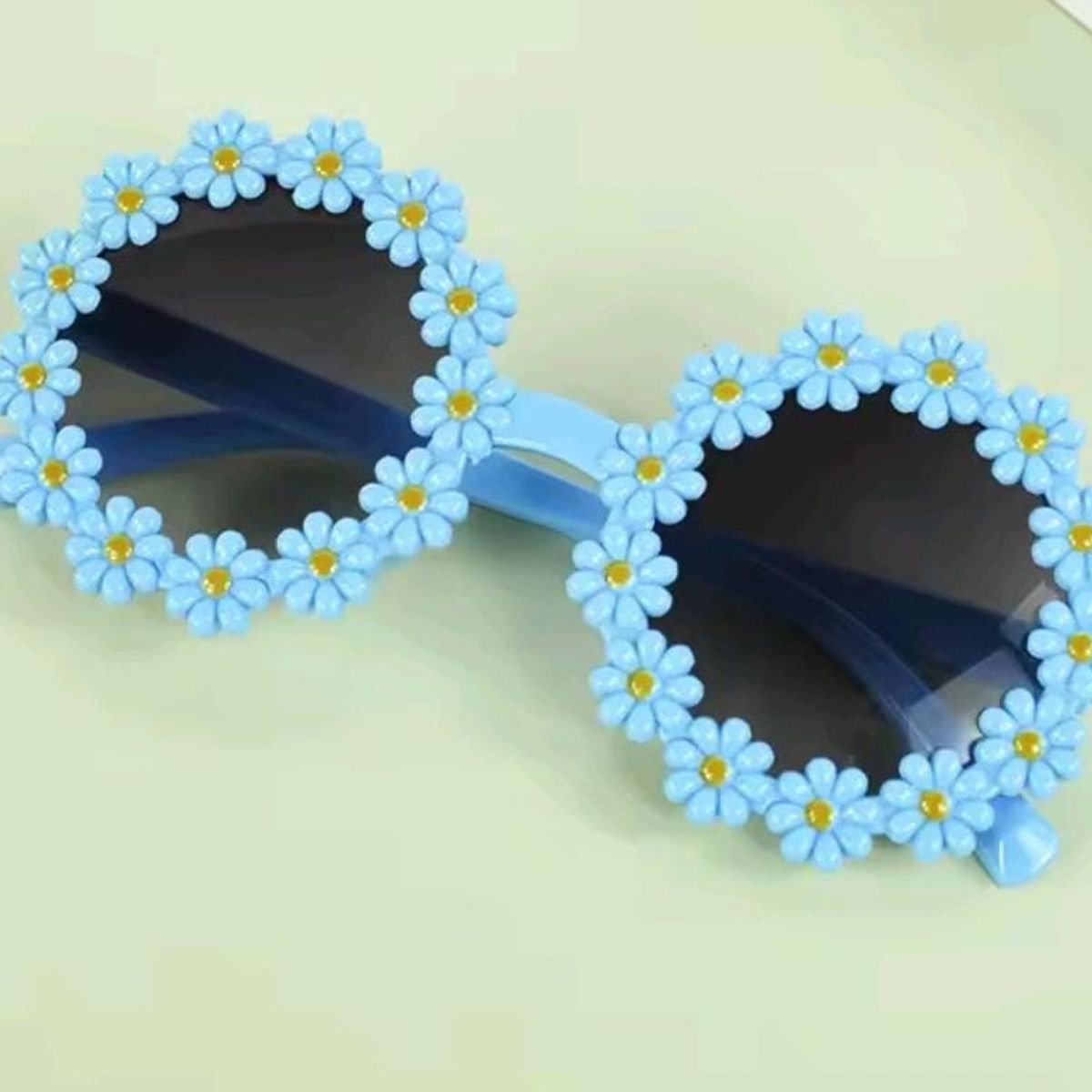 GENERICO - Gafas de sol acrílicas con flores - Celeste