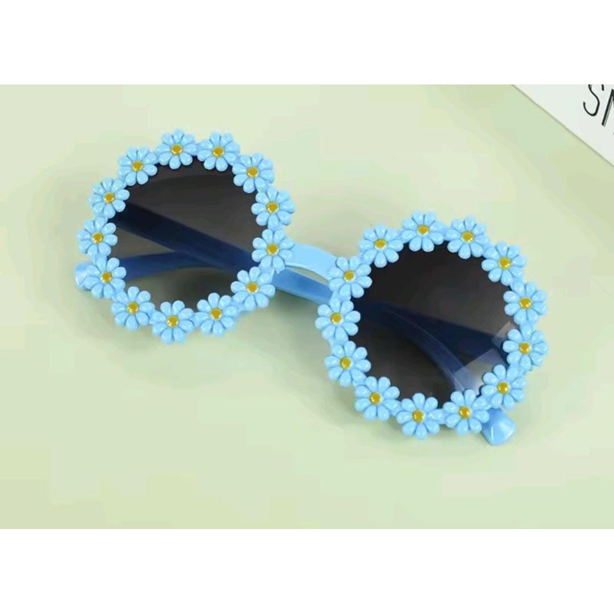 GENERICO - Gafas de sol acrílicas con flores - Celeste