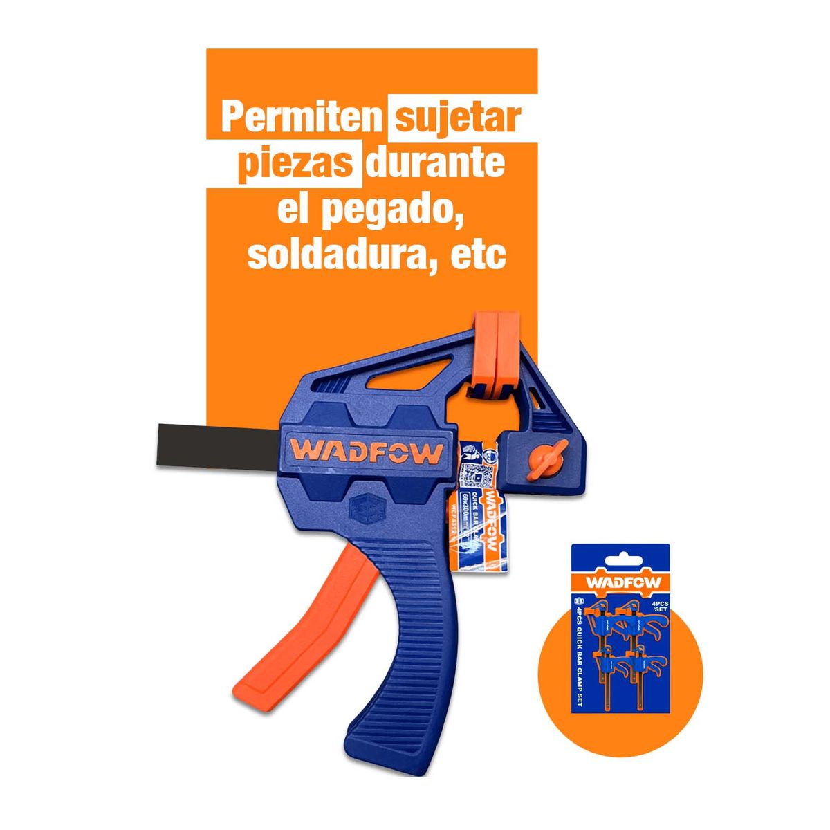 GENERICO - Set 2 Prensas + Rápidas Madera + Escuadra Combinación 12''