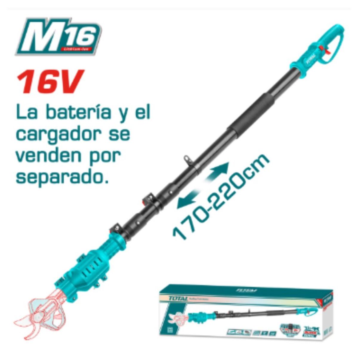 TOTAL TOOLS - Extension Plegable para Tijera Jardineria 16V 17-22M - TERLI1658