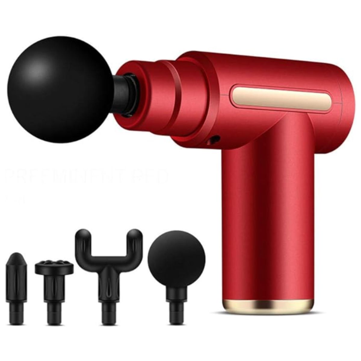 GENERICO - Pistola Masajeador Led Corporal y Fascial Con 4 Cabezas - Rojo