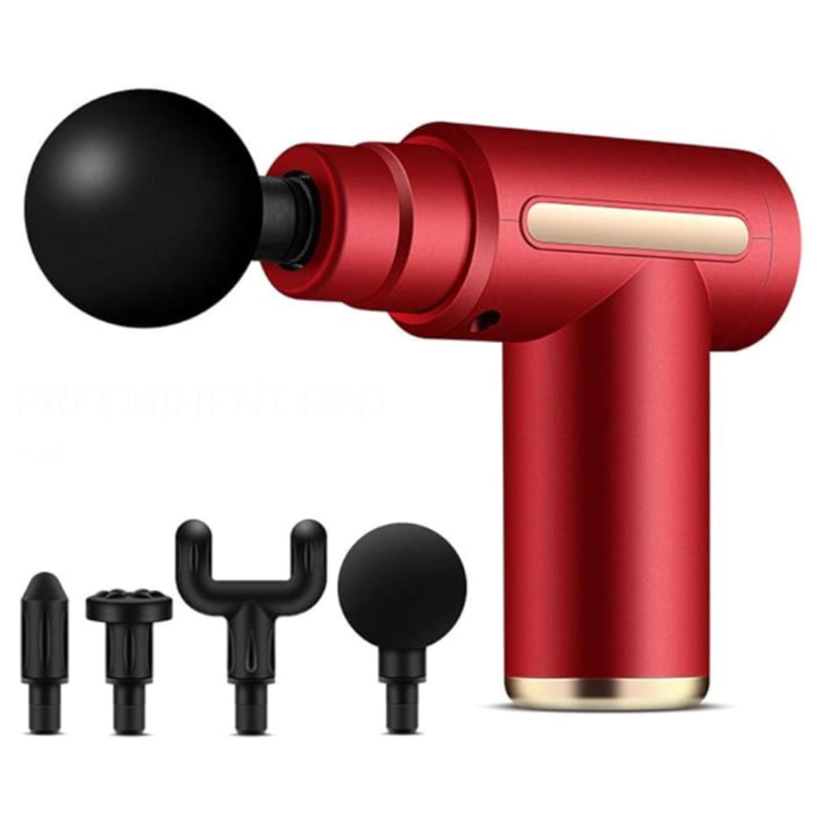 GENERICO - Pistola Masajeador Led Corporal y Fascial Con 4 Cabezas - Rojo