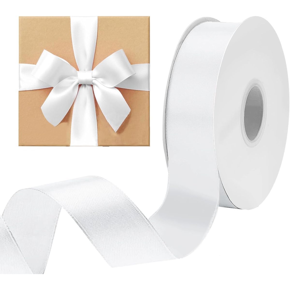 GENERICO - Cinta Satinada Satén De Doble Cara 4cm X 100 Metros - Blanco