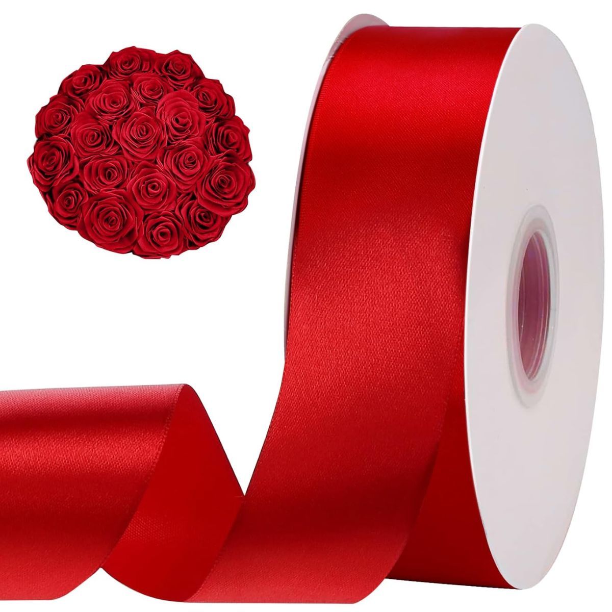 GENERICO - Cinta Satinada Satén De Doble Cara 4cm X 100 Metros - Rojo